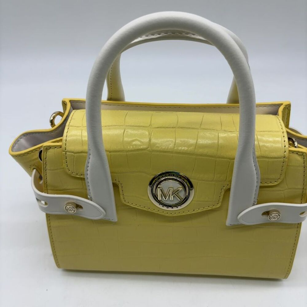 Michael Kors Carmen Crocodile Embossed Leather Belted Satchel